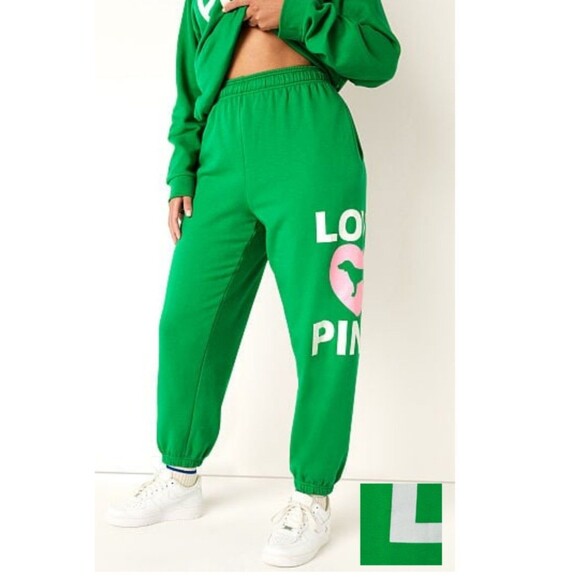 VS PINK CAMPUS PANTS JOGGERS BLING SHINE GREEN xxl - Picture 4 of 10